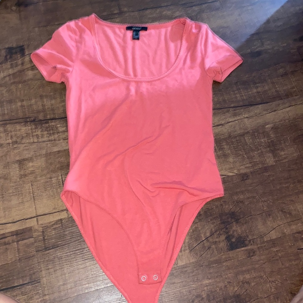 Watermelon Pink U Neck Forever 21 Bodysuit